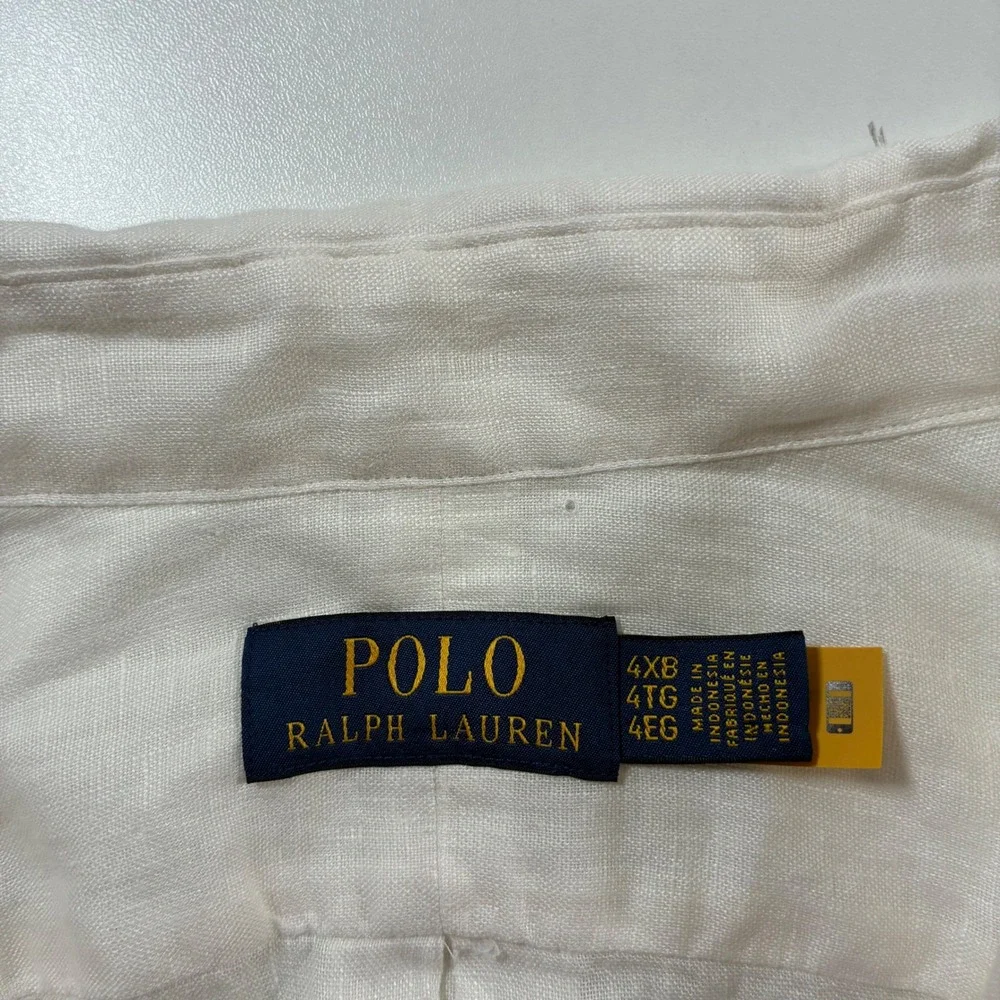 NEW Polo Ralph Lauren 100% Linen Shirt 4XB White Long Sleeve Button Down